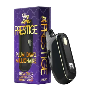 Hemp Living - PRESTIGE - 4g Liquid Diamonds Vape Disposable - THCA + THC-P - Plum Dawg Millionaire